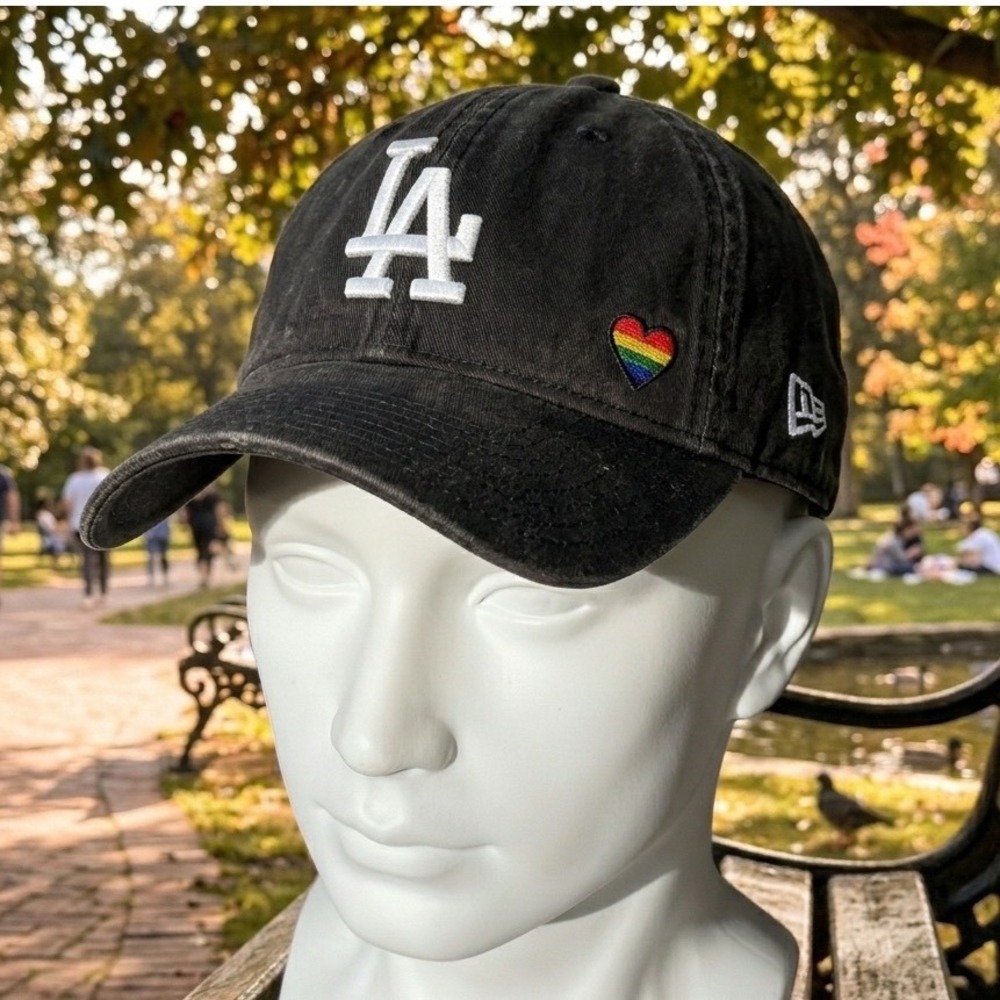 New Era Los Angeles Dodgers LA Hat Black Rainbow Heart Baseball Cap Adjustable